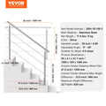 Handrail 59in 3 Crossbars Stainless Steel Outdoor Steps Deck Porch