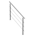 Handrail 59in 3 Crossbars Stainless Steel Outdoor Steps Deck Porch