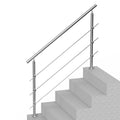 Handrail 59in 3 Crossbars Stainless Steel Outdoor Steps Deck Porch