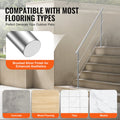 Stainless Steel Handrail 70.9in 2 Crossbars Outdoor Stairs Deck