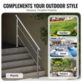 Stainless Steel Handrail 70.9in 2 Crossbars Outdoor Stairs Deck
