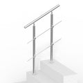 Stainless Steel Handrail 31.5in 2 Crossbars Outdoor Stairs Deck Porch