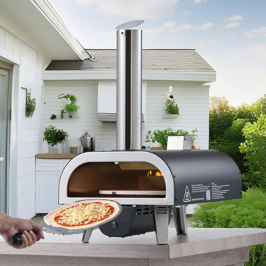 12 in Wood Fired Pizza Oven Pellet Stove Electric Rotation Thermometer