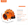 Portable Ventilator 254mm 255W 1720CFM Exhaust Blower 5m Duct