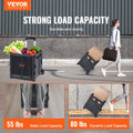 Foldable Utility Cart 36kg Load Capacity Rolling Crate Black
