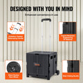 Foldable Utility Cart 36kg Load Capacity Rolling Crate Black