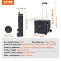 Foldable Utility Cart 36kg Load Capacity Rolling Crate Black