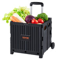 Foldable Utility Cart 36kg Load Capacity Rolling Crate Black