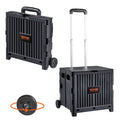Foldable Utility Cart 36kg Load Capacity Rolling Crate Black