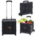 Foldable Utility Cart 36kg Load Capacity Rolling Crate Black
