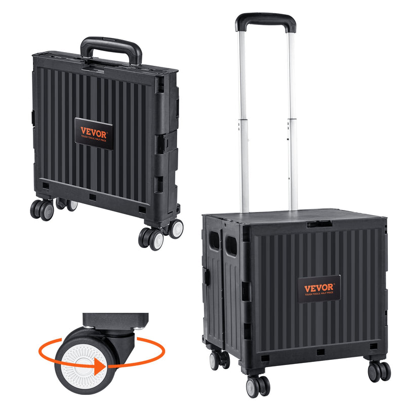 Foldable Utility Cart 50kg Load Capacity Rolling Crate Handcart