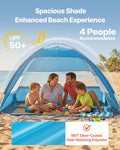 Beach Tent 4 Person UPF 50+ Sun Shelter Portable Canopy Carry Bag