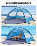 Beach Tent 4 Person UPF 50+ Sun Shelter Portable Canopy Carry Bag