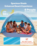 Beach Tent Sun Shelter 6 Person UPF 50+ Portable Canopy