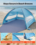 Beach Tent Sun Shelter 6 Person UPF 50+ Portable Canopy