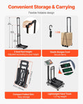 Folding Hand Truck 50kg 2 Wheel Collapsible Luggage Cart Black