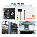 Shutter Exhaust Fan, 254mm / 10inch with Temperature Humidity Controller, EC-motor, 843 CFM, Variable Speed Adjustable Wall Mount Attic Fan, Ventilation and Cooling for Greenhouses, Garages, Sheds