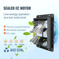 Shutter Exhaust Fan 254mm 843CFM EC-motor Variable Speed Humidity