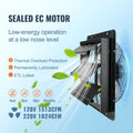 Shutter Exhaust Fan, 356 mm / 14inch with Temperature Humidity Controller, EC-motor, 1024 CFM, Variable Speed Adjustable Wall Mount Attic Fan, Ventilation and Cooling for Greenhouses, Garages, Sheds