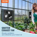 Shutter Exhaust Fan 356mm 1024 CFM EC Motor Temperature Humidity
