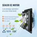 Shutter Exhaust Fan 356mm 1024 CFM EC Motor Temperature Humidity