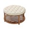 Large Round Tufted Ottoman Coffee Table 81cm Linen Storage