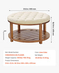 Large Round Tufted Ottoman Coffee Table 81cm Linen Storage