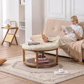 Large Round Tufted Ottoman Coffee Table 81cm Linen Storage
