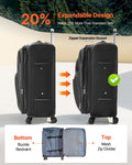 Softside Expandable Suitcase 71cm Spinner Wheels TSA Lock Black