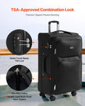 Softside Expandable Suitcase 71cm Spinner Wheels TSA Lock Black