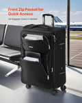 Softside Expandable Suitcase 71cm Spinner Wheels TSA Lock Black