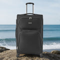 Softside Expandable Suitcase 71cm Spinner Wheels TSA Lock Black