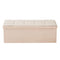Foldable Storage Ottoman Bench, End of Bed Bench with Side Bags, Folding Upholstered Storage Chest Supports 660 lbs, Linen Bed Ottoman with Large Space for Living Room, Bedroom, Entryway, Beige