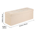 Foldable Storage Ottoman Bench, End of Bed Bench with Side Bags, Folding Upholstered Storage Chest Supports 660 lbs, Linen Bed Ottoman with Large Space for Living Room, Bedroom, Entryway, Beige