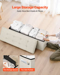 VEVOR Foldable Storage Ottoman Bench 660lbs Linen Beige