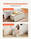 VEVOR Foldable Storage Ottoman Bench 660lbs Linen Beige