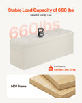 VEVOR Foldable Storage Ottoman Bench 660lbs Linen Beige