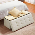 VEVOR Foldable Storage Ottoman Bench 660lbs Linen Beige