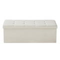 VEVOR Foldable Storage Ottoman Bench 660lbs Linen Beige