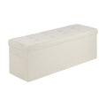 VEVOR Foldable Storage Ottoman Bench 660lbs Linen Beige