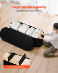 Oval Storage Ottoman Bench Foldable Teddy Fleece Black 660lbs