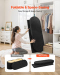 Oval Storage Ottoman Bench Foldable Teddy Fleece Black 660lbs
