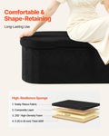 Oval Storage Ottoman Bench Foldable Teddy Fleece Black 660lbs