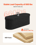 Oval Storage Ottoman Bench Foldable Teddy Fleece Black 660lbs