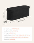 Oval Storage Ottoman Bench Foldable Teddy Fleece Black 660lbs