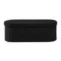 Oval Storage Ottoman Bench Foldable Teddy Fleece Black 660lbs
