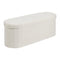 Oval Storage Ottoman Bench Foldable Teddy Fleece Beige 660lbs