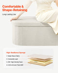 Oval Storage Ottoman Bench Foldable Teddy Fleece Beige 660lbs