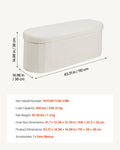 Oval Storage Ottoman Bench Foldable Teddy Fleece Beige 660lbs