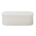 Oval Storage Ottoman Bench Foldable Teddy Fleece Beige 660lbs